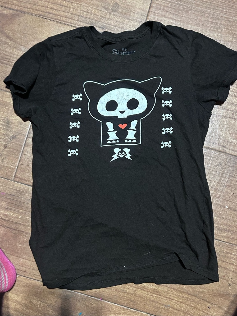 Hasbro Black T‑Shirt with Silver Skelanimals Logo